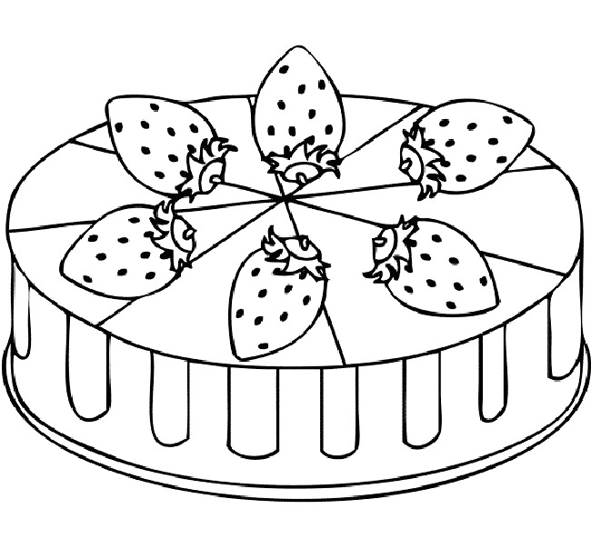 Fruitcake With Strawberries Coloring Page