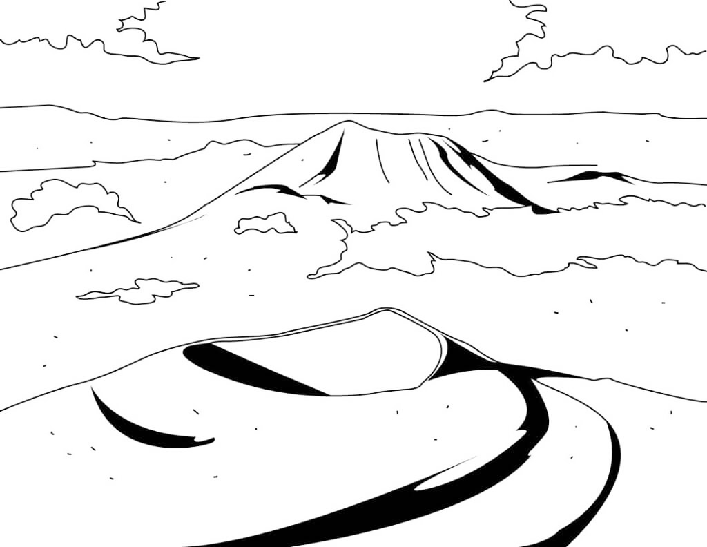 Iceland Volcano Blue Lagoon Coloring Page