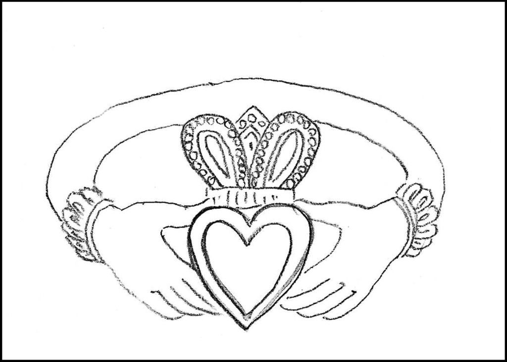 Irish Claddagh Ring Coloring Page