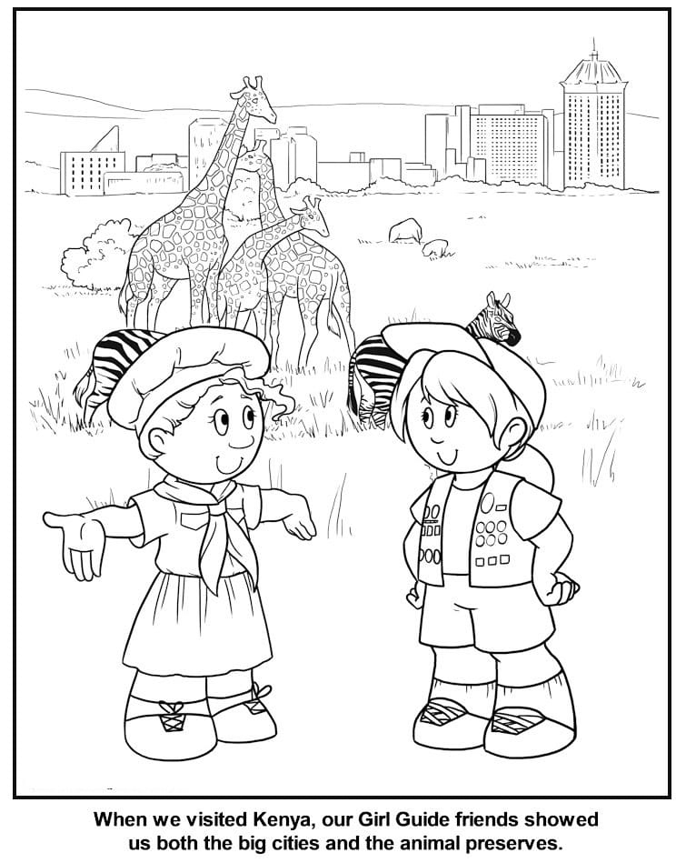 Kenya Cities And Animal Preserves Coloring Page