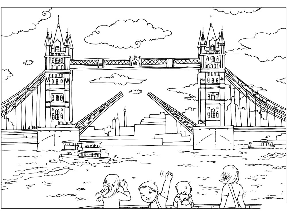 London Tower Bridge Coloring Page