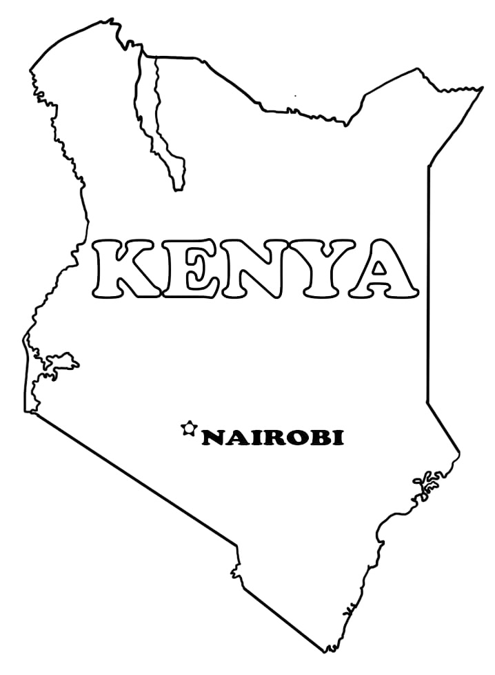 Map Of Kenya Coloring Page