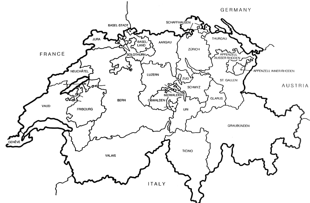 Map Of Switzerland Coloring Page