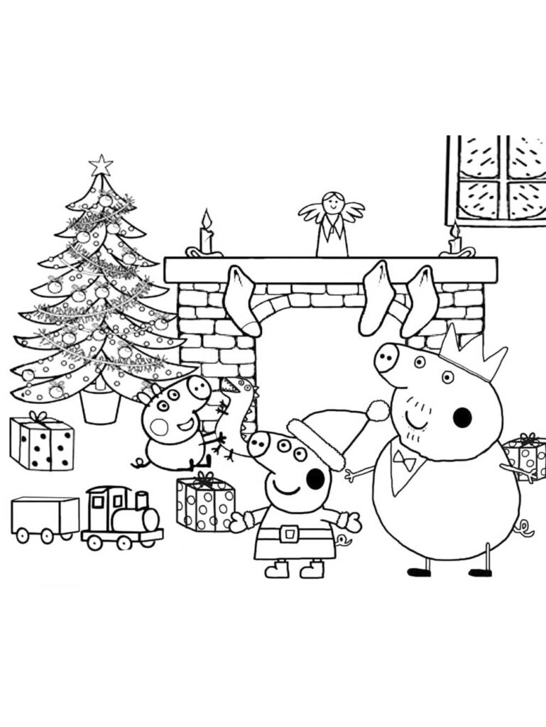 Peppa Pig Fireplace Coloring Page