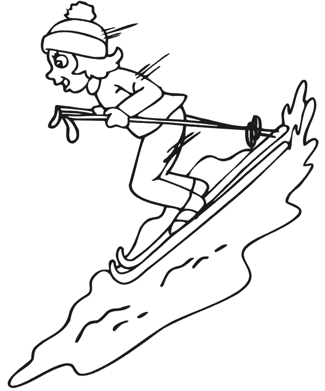 Skiing In Switzerland Coloring Page
