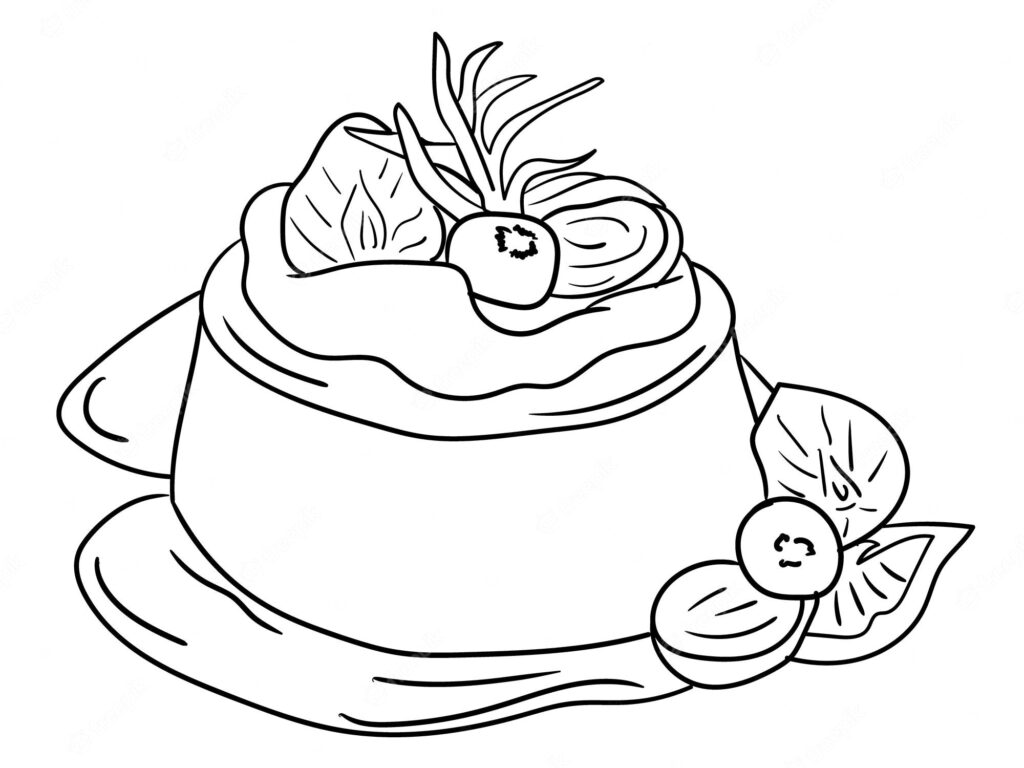 Yummy Fruit Dessert Coloring Page