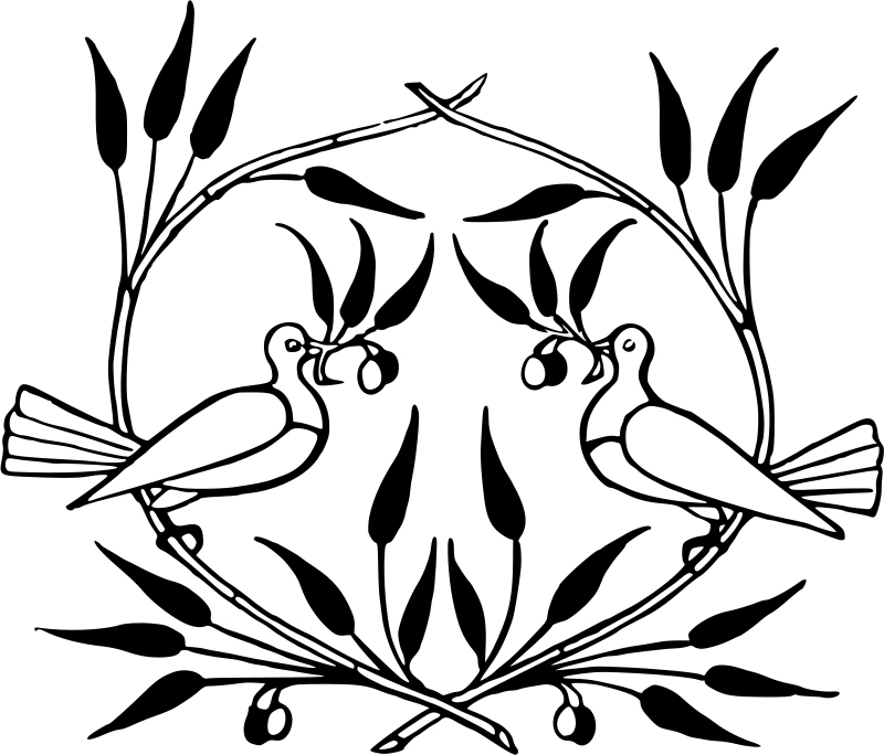 Doves And Olive Branch Coloring Page