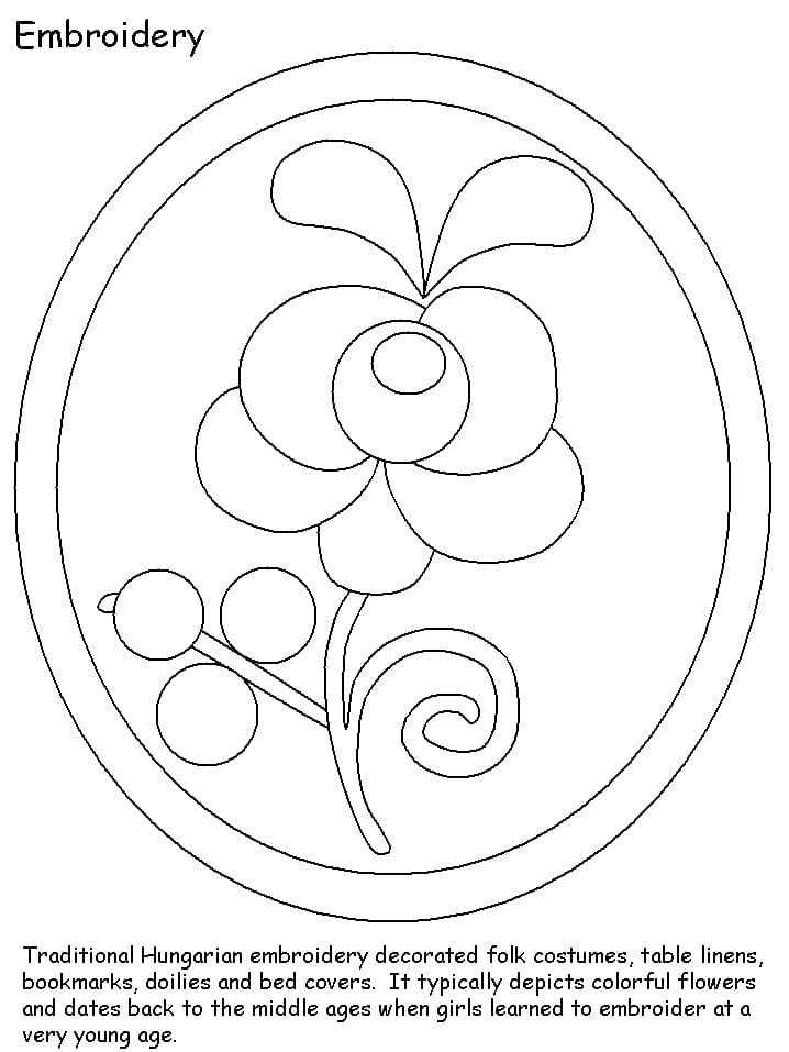 Embroidery Hungary Coloring Page
