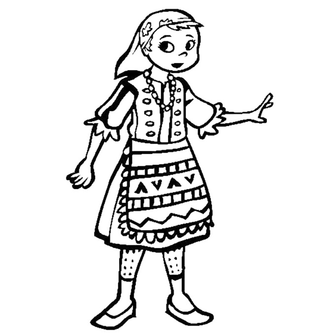 Hungary Girl Coloring Page