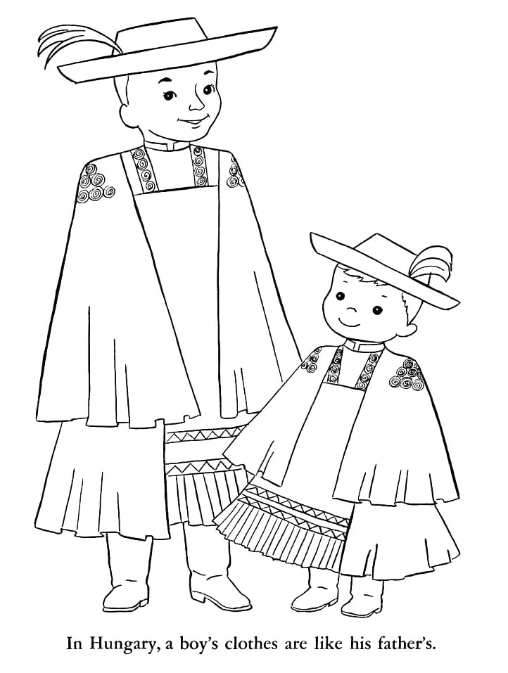 Hungary Male Clothing Coloring Page