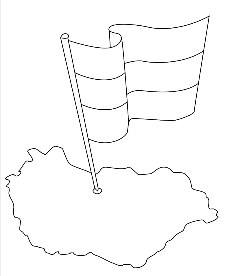 Hungary Map And Flag Coloring Page