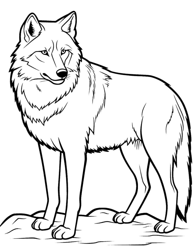 Iberian Wolf National Animal Portugal Coloring Page