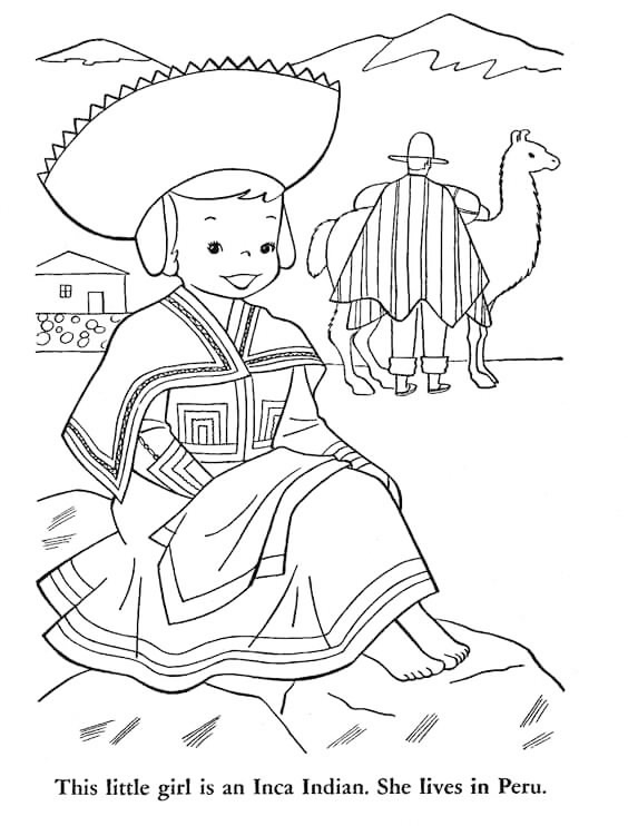 Inca In Peru Coloring Page