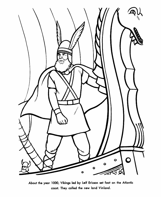 Leif Erikson Explorer From Norway Coloring Page