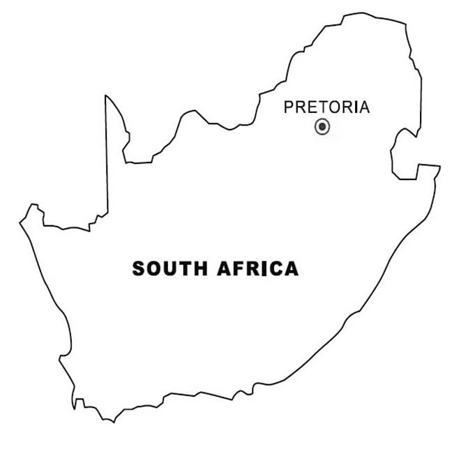 Map Of South Africa Coloring Page