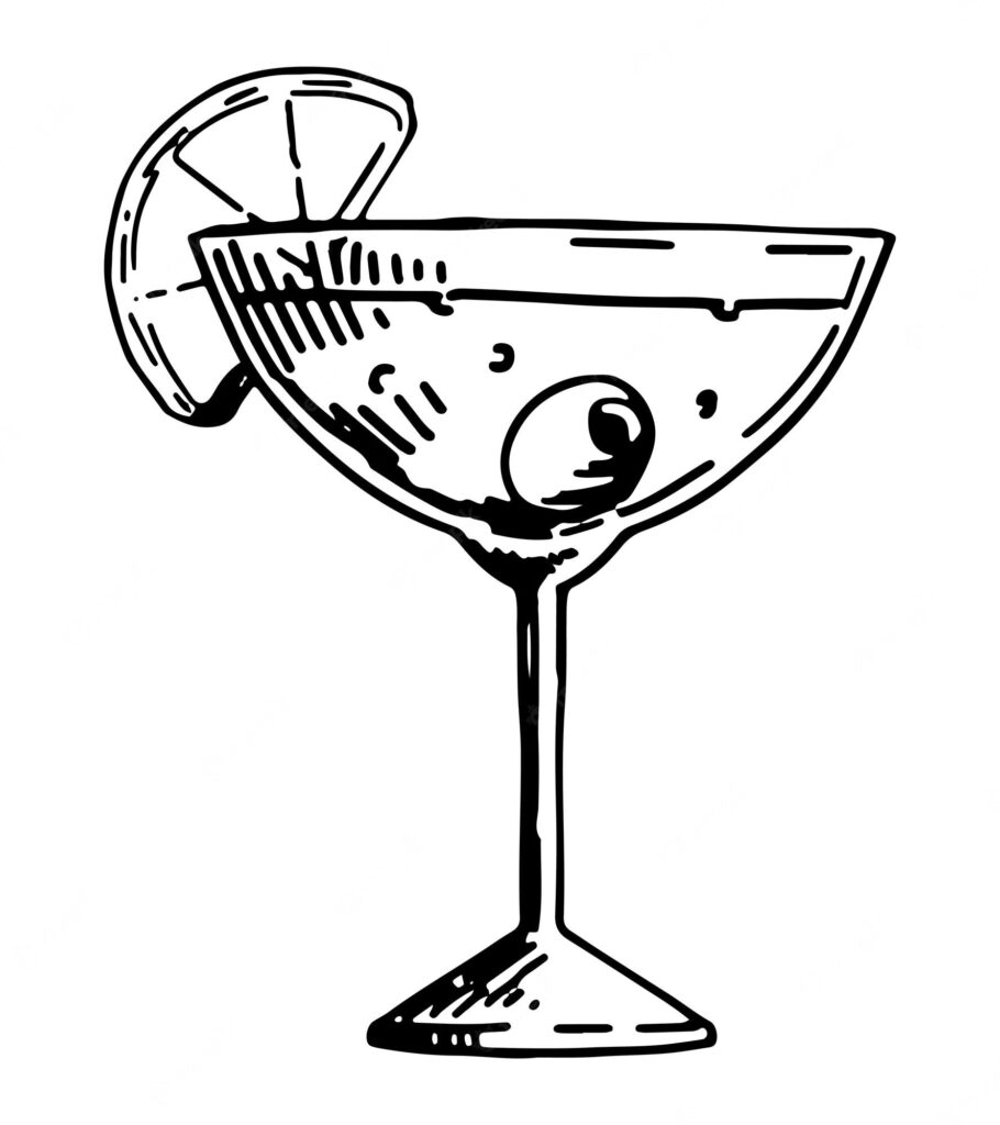 Martini With Olive Coloring Page