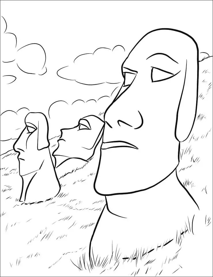 Moai Easter Island Coloring Page