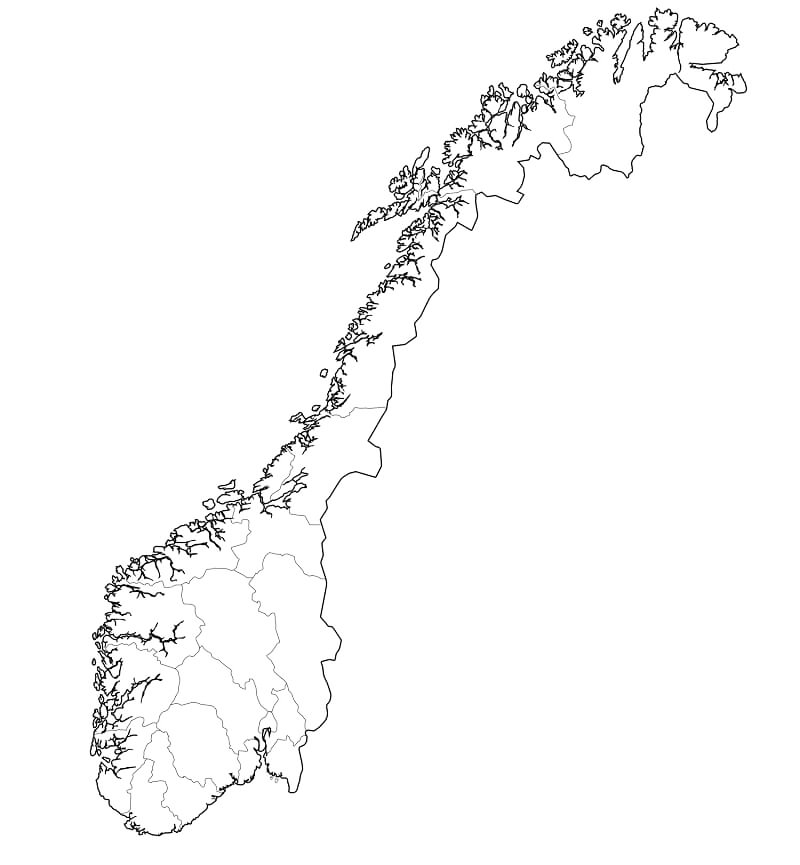 Norway Map Coloring Page