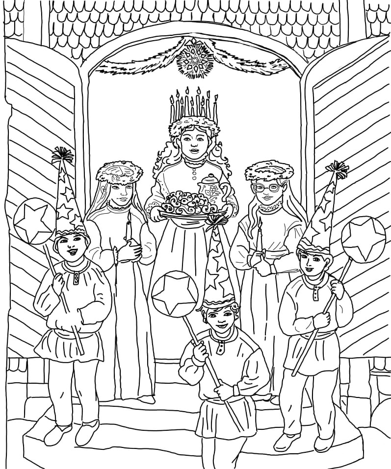 Santa Lucia Day In Norway Coloring Page