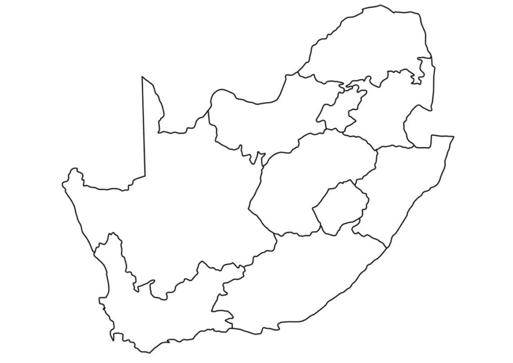South Africa Map Coloring Page