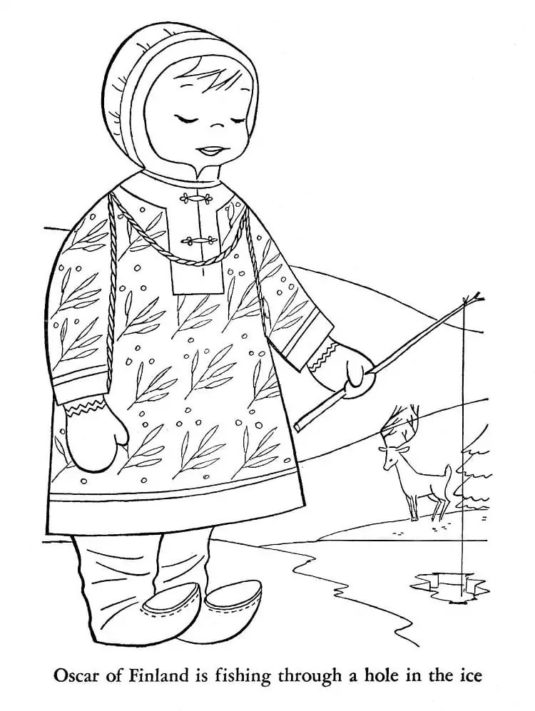 Fishing In Finland Coloring Page