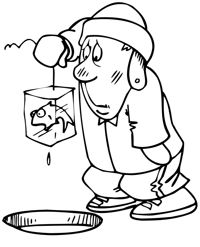 Fishing Through Ice In Finland Coloring Page