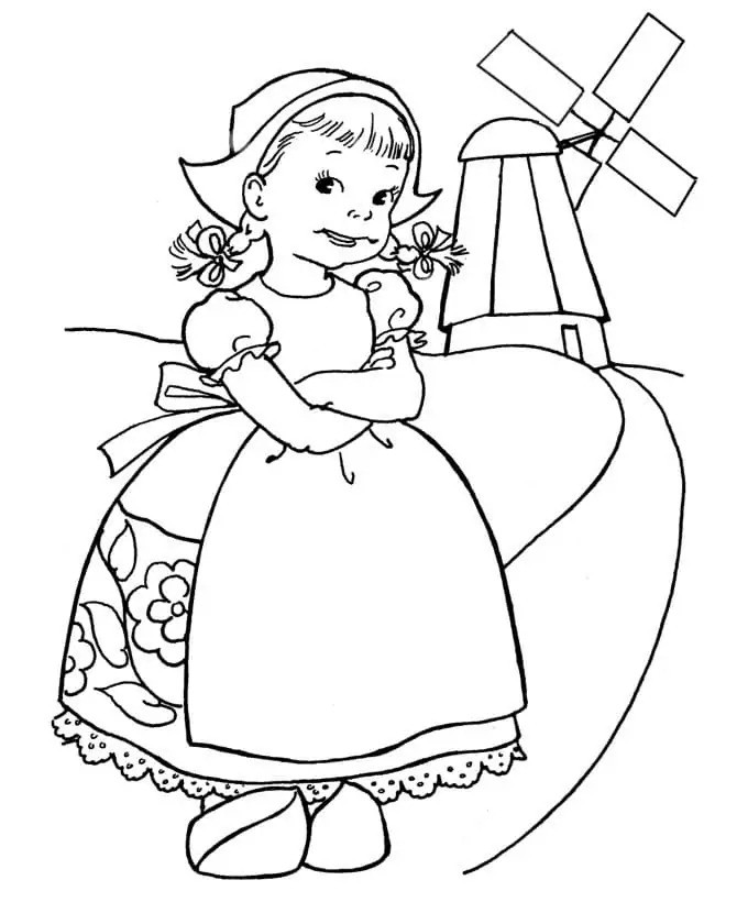 Girl In The Netherlands Coloring Page