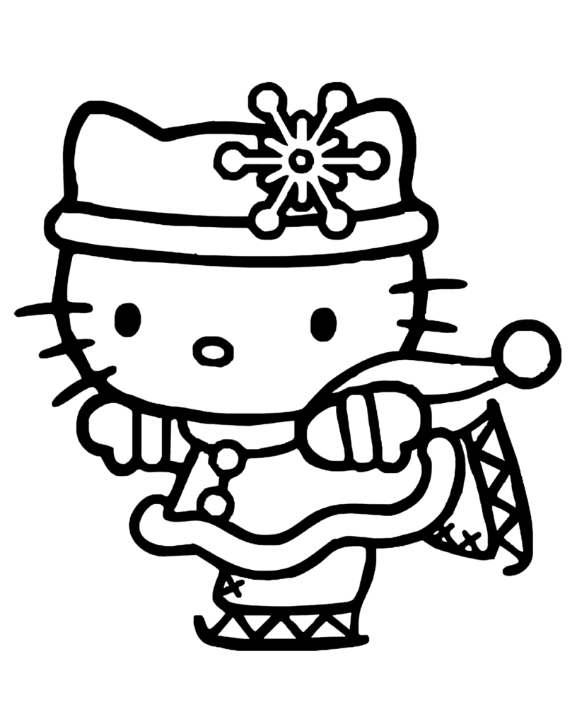 Hello Kitty Ice Skating Coloring Page