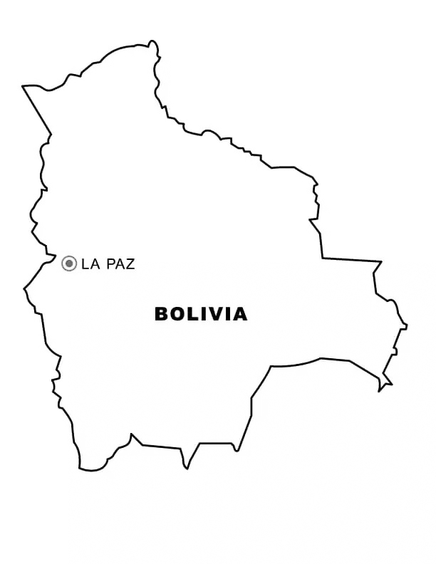 Map Of Bolivia Coloring Page