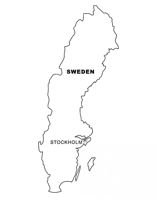 Map Of Sweden Coloring Page