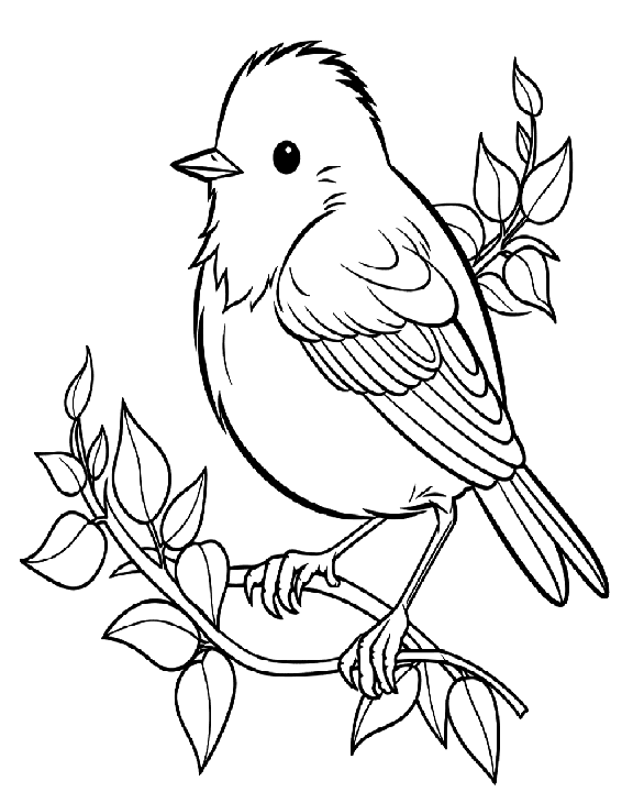 Nightingale National Bird Of Ukraine Coloring Page