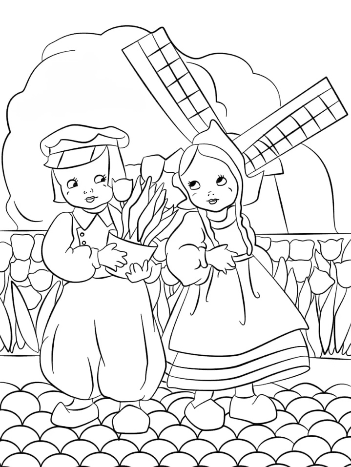 People In The Netherlands Coloring Page