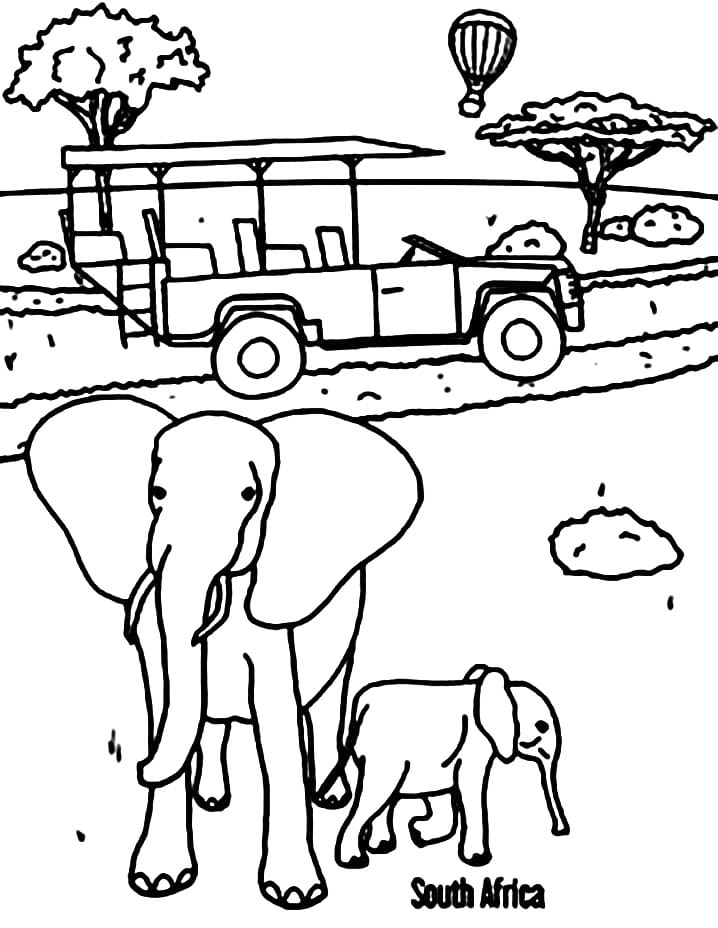 South African Elephants Coloring Page
