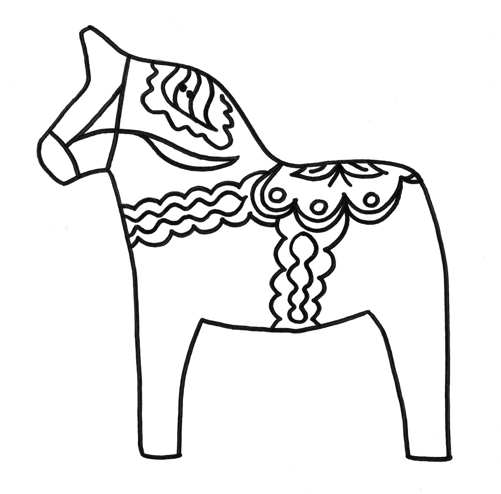 Swedish Dala Horse Coloring Page