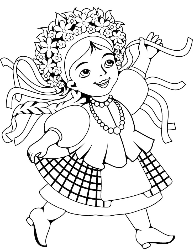 Ukrainian Girl Coloring Page