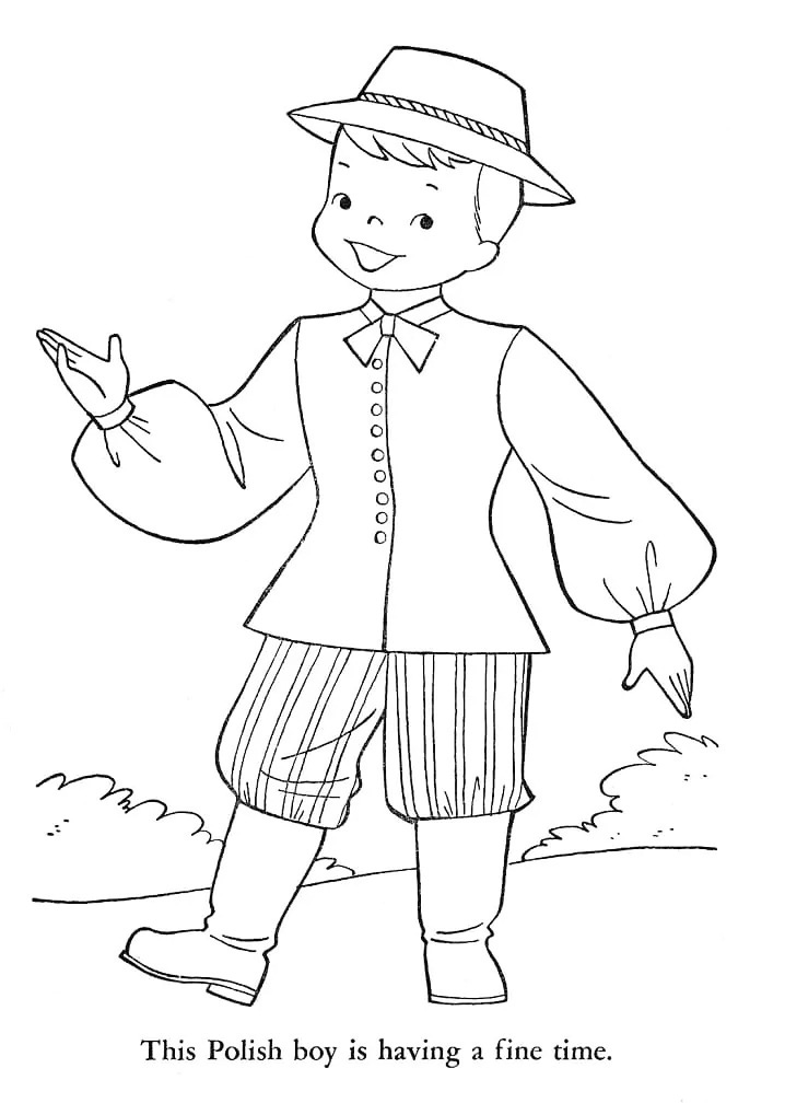 Boy In Poland Coloring Page