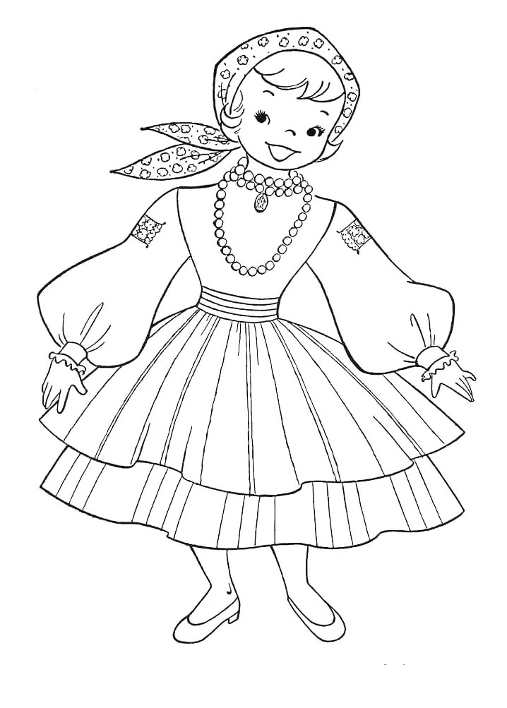 Girl In Poland Coloring Page