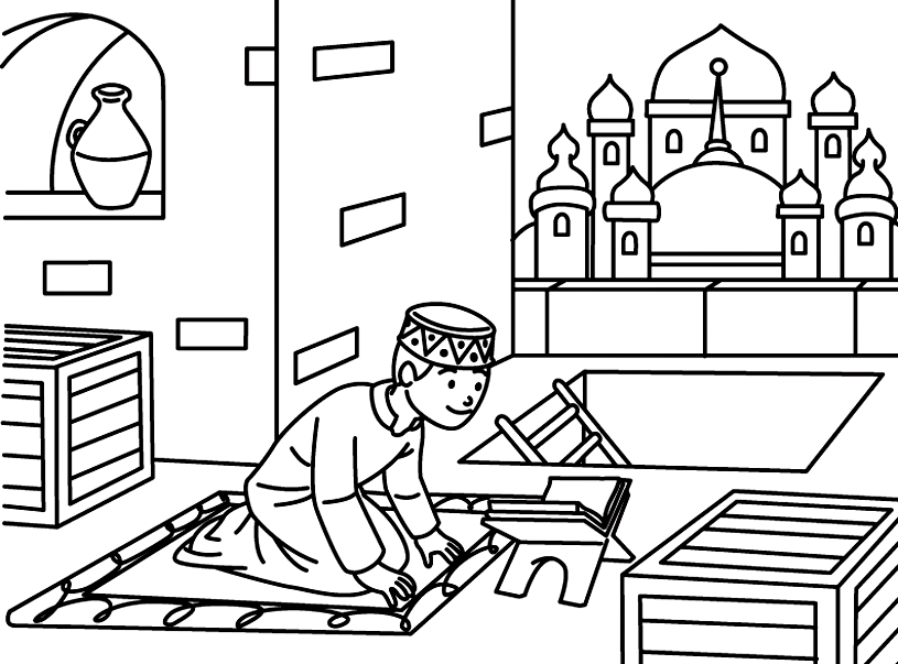 Prayer In Morocco Coloring Page