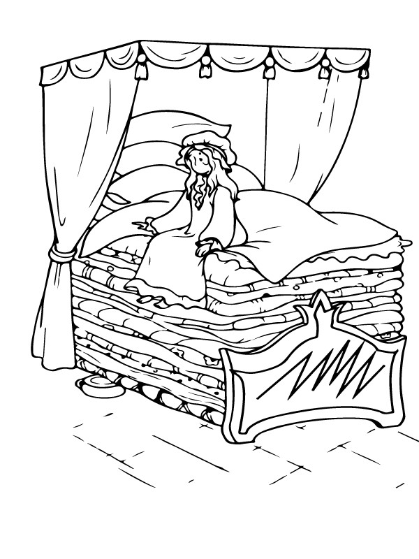 The Princess And The Pea Fairy Tale Coloring Page