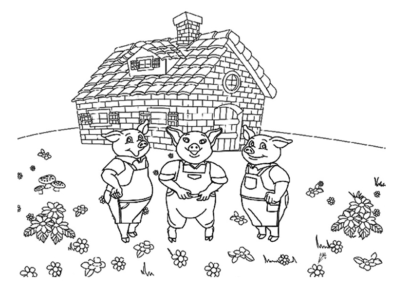 The Three Little Pigs Fairy Tale Coloring Pages