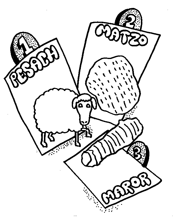 3 Passover Foods Coloring Page