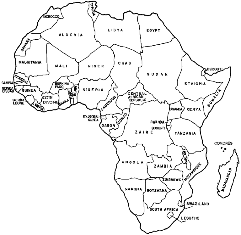 Angola On African Map Coloring Page
