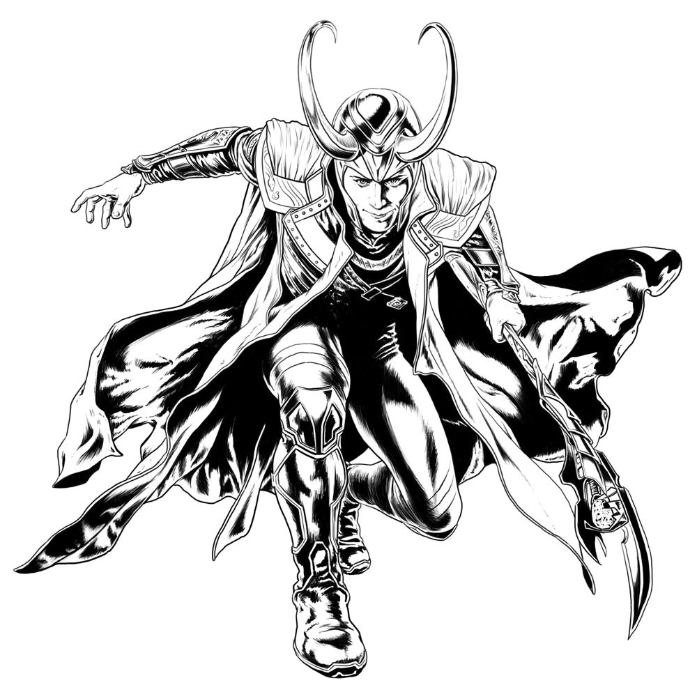 Loki Action Coloring Page