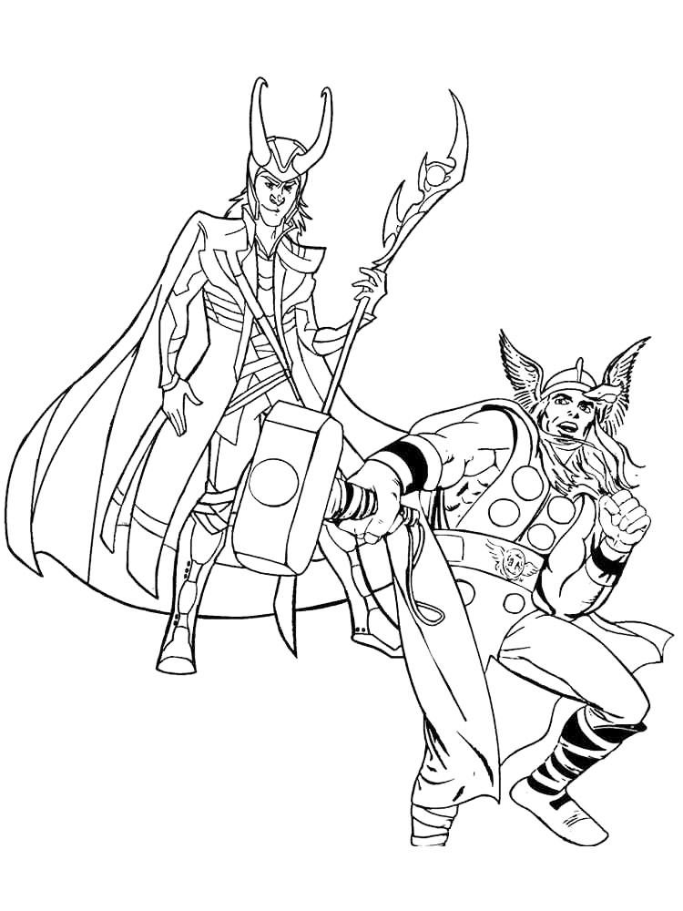 Loki And Thor Comic Coloring Page