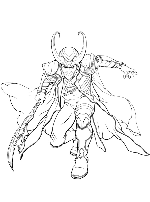 Loki In Action Coloring Page