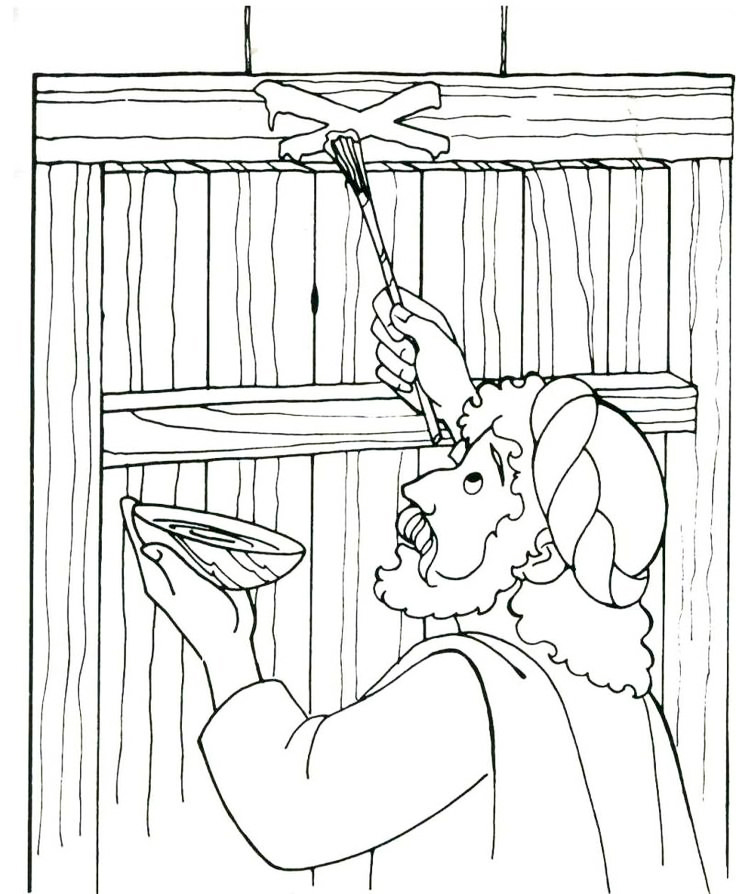 Marking The Door On Passover Coloring Page