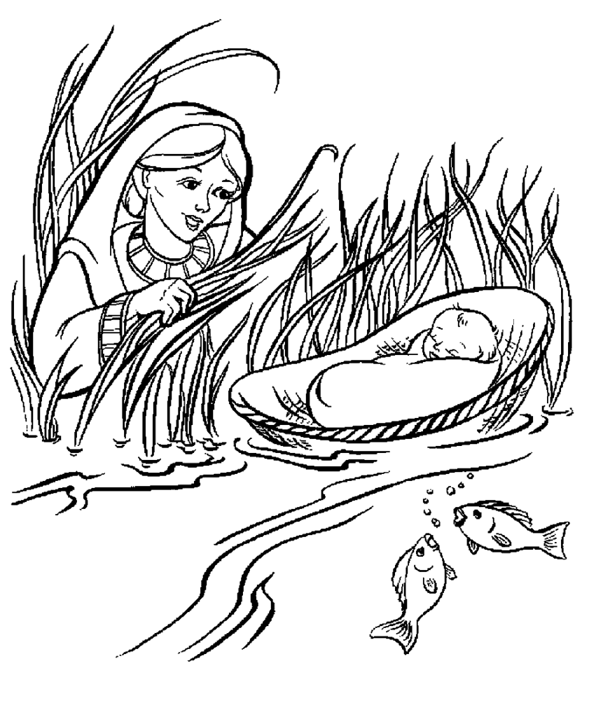 Moses In Basket Coloring Page