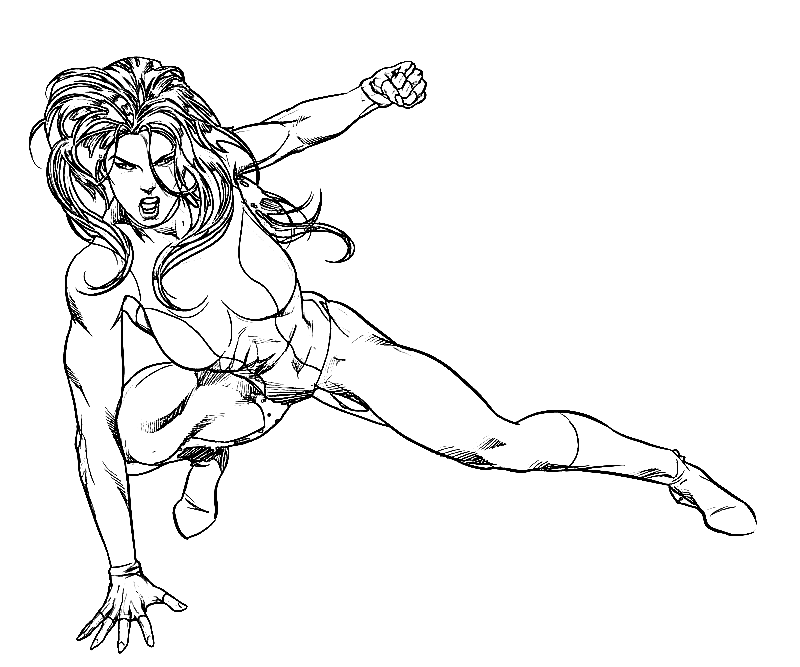 She Hulk In Action Coloring Page
