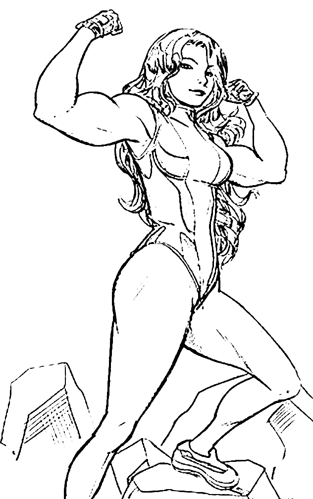 She Hulk Is Strong Coloring Page