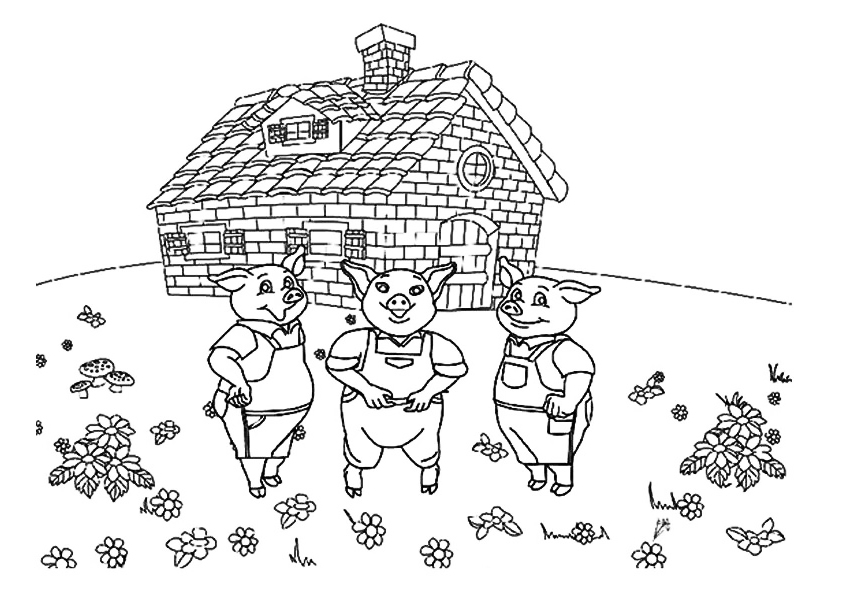 3 Little Pigs Brick House Coloring Page